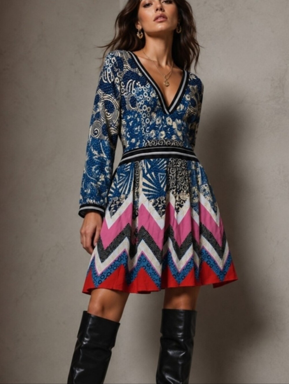 Maeve By Anthropologie  Boho Print Fit & Flare Dress XL EUC